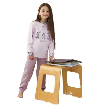 Pigiama da bambina in jersey di caldo cotone Gary 2188