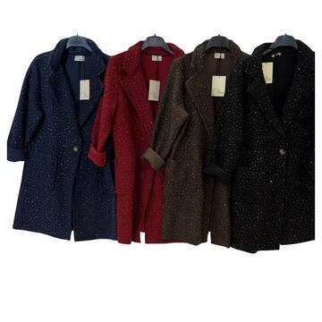 CAPPOTTO LUNGO DONNA STRASS FLORA 22095  - CIAM Centro Ingrosso Abbigliamento