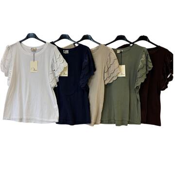 T-SHIRT DONNA MANICA CORTA SANGALLO FLORA 23718&nbsp; - CIAM Centro Ingrosso Abbigliamento