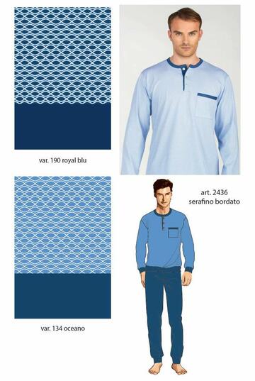 Pigiama uomo calibrato in jersey cotone con polsini Bip Bip 2436 Tg.58-60 - CIAM Centro Ingrosso Abbigliamento