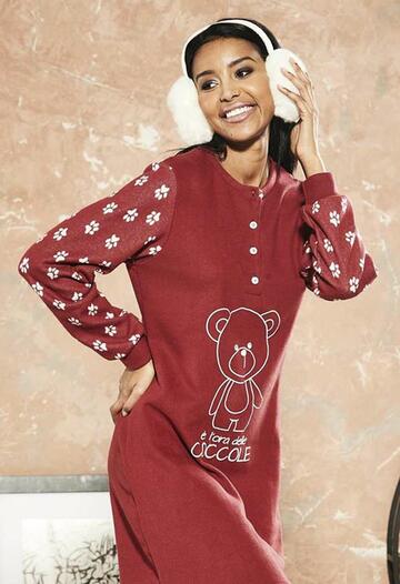 Camicia da notte in jersey di cotone lanato Kissimo Biacaluna 25058 - CIAM Centro Ingrosso Abbigliamento