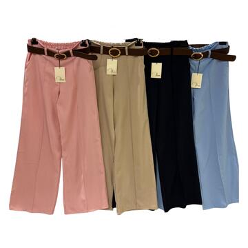 PANTALONE DONNA A PALAZZO CON CINTURA FLORA 25893&nbsp;