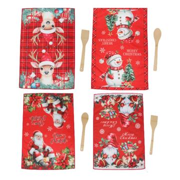 Set of 2 tea towels + wooden spoon Sommaruga 26003 - CIAM Centro Ingrosso Abbigliamento