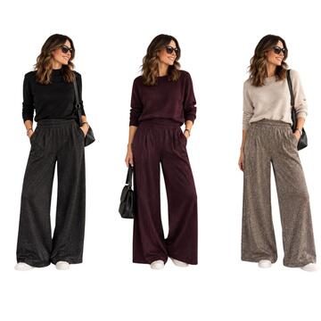 Pantalone palazzo donna effetto lana Flora 266149