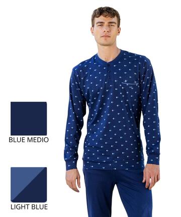 Pigiama uomo a manica lunga in jersey di cotone Irge MIL2694 - CIAM Centro Ingrosso Abbigliamento
