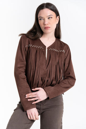 GIACCA SUEDE CON FRANGE E BORCHIE FIORENZA AMADORI 27586&nbsp;