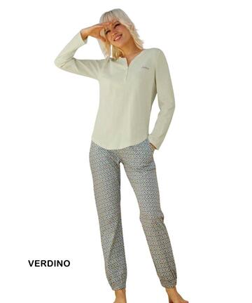 Pigiama donna a manica lunga in jersey di cotone Jadea 3235