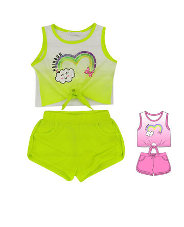 Completo bambina smanicato e short Loleta LB-32481 3-7 anni  - CIAM Centro Ingrosso Abbigliamento