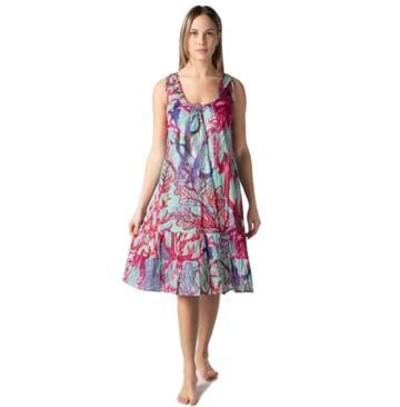 WIDE SHOULDER WOMAN COTTON DRESS CREW NECK MARILA 3303 - CIAM Centro Ingrosso Abbigliamento
