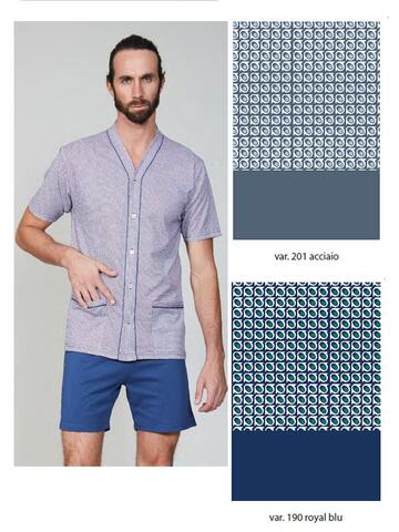 Bip Bip 3672 men's open short-sleeved cotton pajamas size 4/7 - CIAM Centro Ingrosso Abbigliamento