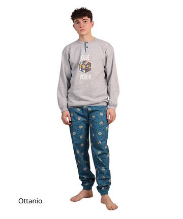 Pigiama da ragazzo in calda felpa di cotone Gary 4047 12/16 anni - CIAM Centro Ingrosso Abbigliamento