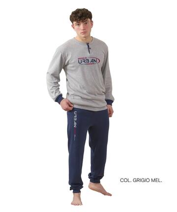 Pigiama da ragazzo lungo in caldo cotone Gary 4138