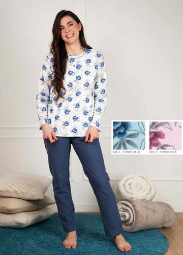 Pigiama donna in caldo jersey di cotone lanato Silvia 43800 Tg,.3/10 - CIAM Centro Ingrosso Abbigliamento