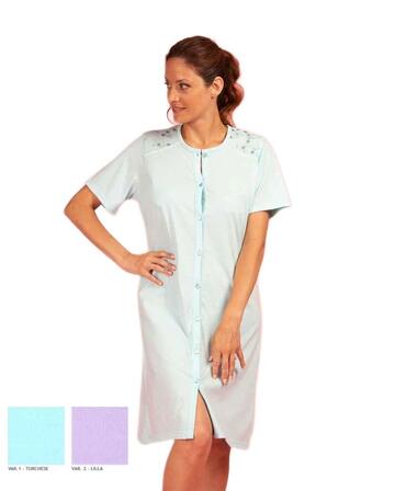 Camicia da notte clinica a manica corta in jersey di cotone Silvia 44338 - CIAM Centro Ingrosso Abbigliamento