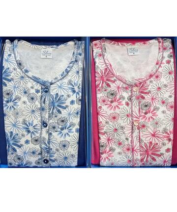 Pigiama donna aperto in jersey di cotone Silvia 45017 - CIAM Centro Ingrosso Abbigliamento
