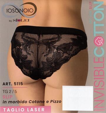 Sielei Invisible Cotton 15115 women's laser-cut stretch cotton briefs with lace - CIAM Centro Ingrosso Abbigliamento