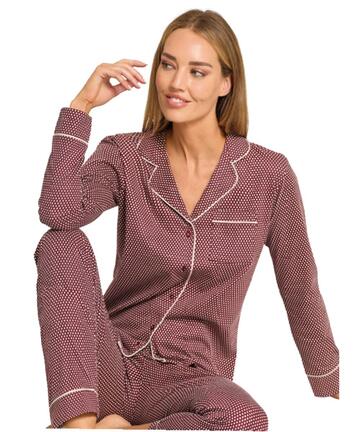 Pigiama donna aperto in jersey di cotone caldo Jadea Home 5290
