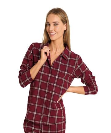 Pigiama donna aperto in caldo tessuto di flanella Jadea Home 5314