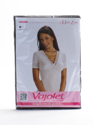 T-shirt donna in misto lana scollo v con pizzo Vajolet 6387 - CIAM Centro Ingrosso Abbigliamento
