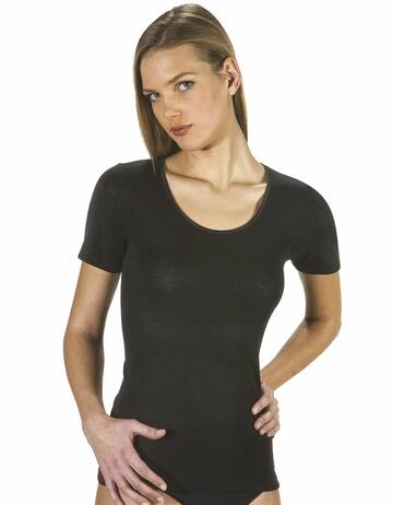 T-shirt donna in misto lana con profili in raso Vajolet 5940 - CIAM Centro Ingrosso Abbigliamento