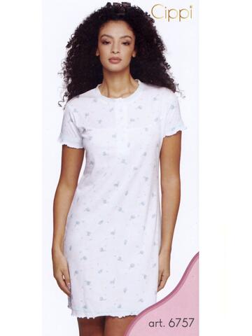 Camicia da notte donna calibrata a manica corta in jersey di cotone Cippi 6757C - CIAM Centro Ingrosso Abbigliamento