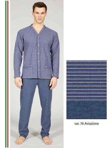 Open men's pajamas in warm wool cotton jersey Bip Bip 7111 Size 4/7 - CIAM Centro Ingrosso Abbigliamento