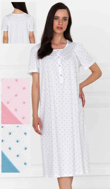 Camicia da notte donna in jersey di cotone a manica corta Linclalor 74690 - CIAM Centro Ingrosso Abbigliamento