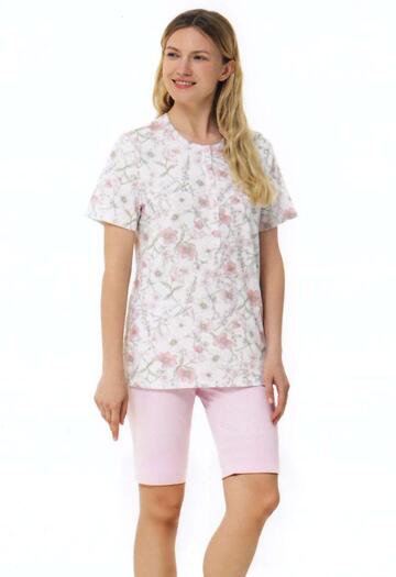 Женская хлопковая пижама с короткими рукавами и шорты-бермуды Linclalor 74980 - CIAM Centro Ingrosso Abbigliamento