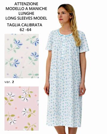 Linclalor 75017 long-sleeved CALIBRATE cotton jersey nightdress - CIAM Centro Ingrosso Abbigliamento