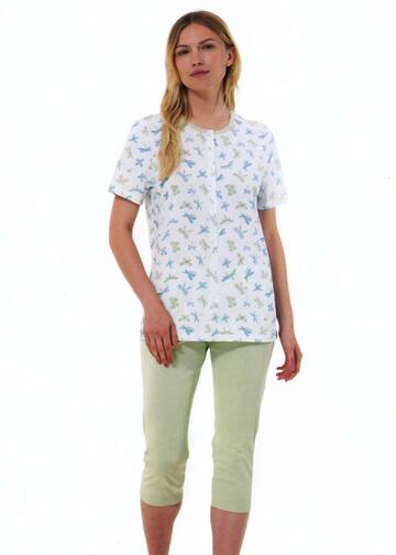 Women's short-sleeved open pajamas in Linclalor cotton jersey 75105 - CIAM Centro Ingrosso Abbigliamento