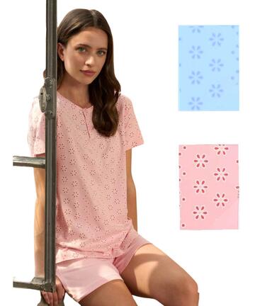 Pigiama donna a manica corta in jersey di cotone Linclalor 75434