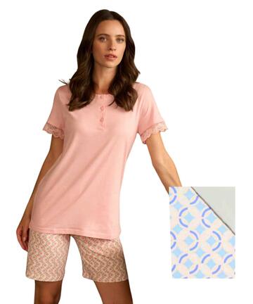 Pigiama donna a manica corta in jersey di cotone Linclalor 75447