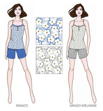 Women's narrow-strap pajamas in cotton jersey Cippi 8699 - CIAM Centro Ingrosso Abbigliamento