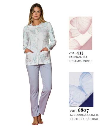 Pigiama donna aperto in jersey di cotone caldo Linclalor 92241