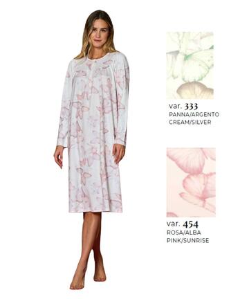 Camicia da notte donna in jersey di caldo cotone Linclalor 92238 - CIAM Centro Ingrosso Abbigliamento