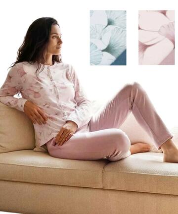 Pigiama donna aperto in jersey di cotone caldo Linclalor 92389