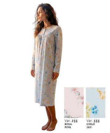 Camicia da notte donna in jersey di caldo cotone Linclalor 92399 - CIAM Centro Ingrosso Abbigliamento
