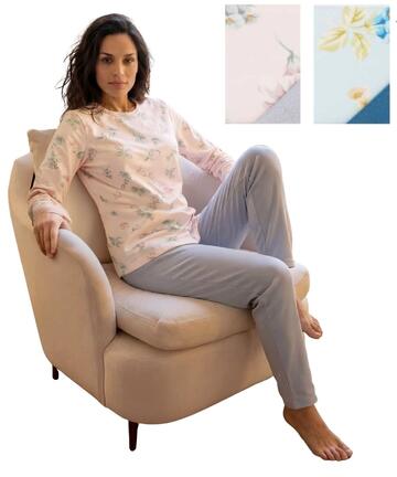 Pigiama donna a serafino in jersey di cotone caldo Linclalor 92400