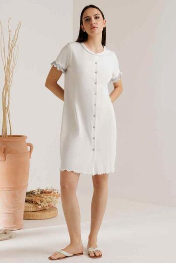 Camicia da notte clinica a manica corta in cotone Andra 9702 - CIAM Centro Ingrosso Abbigliamento