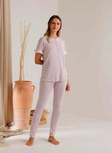 Pigiama donna in jersey di cotone con frappa Andra 9710 - CIAM Centro Ingrosso Abbigliamento