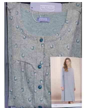 Camicia da notte in cotone lanato punto Milano Linclalor 77872 - CIAM Centro Ingrosso Abbigliamento