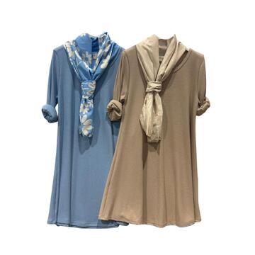 ABITO MANICA LUNGA CON FOULARD FLORA 2546 &nbsp; - CIAM Centro Ingrosso Abbigliamento