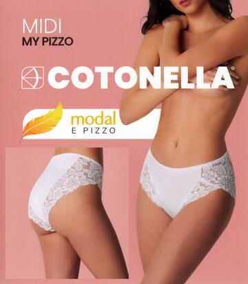 Slip donna midi in cotone-modal con pizzo Cotonella ADC89 - CIAM Centro Ingrosso Abbigliamento