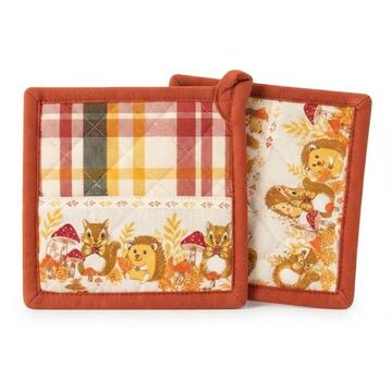 Set 2 presine da cucina Maison Sophie Autumn Squirrel 18X18&nbsp; - CIAM Centro Ingrosso Abbigliamento