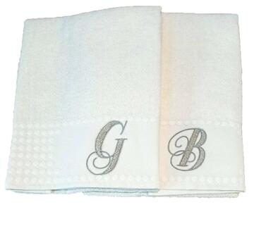 Set da bagno asciugamano + ospite in spugna con ricamo iniziali Vingi Alfabeto - CIAM Centro Ingrosso Abbigliamento