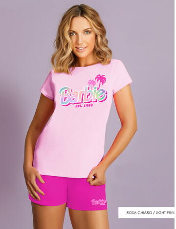 Pigiama donna a manica corta in jersey di cotone Barbie BAD0338 - CIAM Centro Ingrosso Abbigliamento
