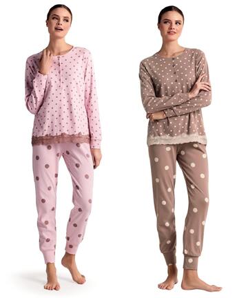 Pigiama donna in jersey di cotone caldo Infiore Bollicine BLL654628 - CIAM Centro Ingrosso Abbigliamento