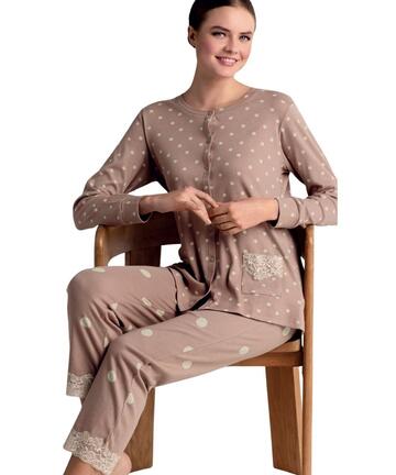 Pyjama Infiore Bollicine BLL654629 pour femme, ouvert sur le devant, en jersey de coton chaud - CIAM Centro Ingrosso Abbigliamento