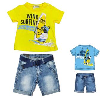 Completo estivo da neonato  t-shirt + pantaloncino di jeans 6-36 Mesi BN-37913 - CIAM Centro Ingrosso Abbigliamento