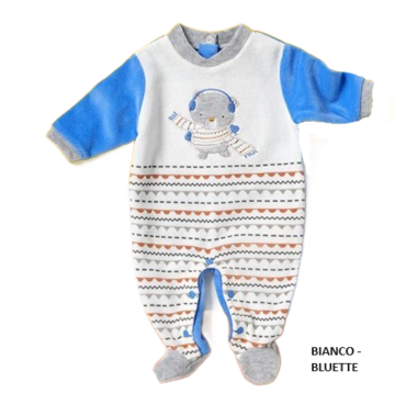 Tutina intera da neonato in morbida ciniglia BQ3247MA  Ellepi - CIAM Centro Ingrosso Abbigliamento